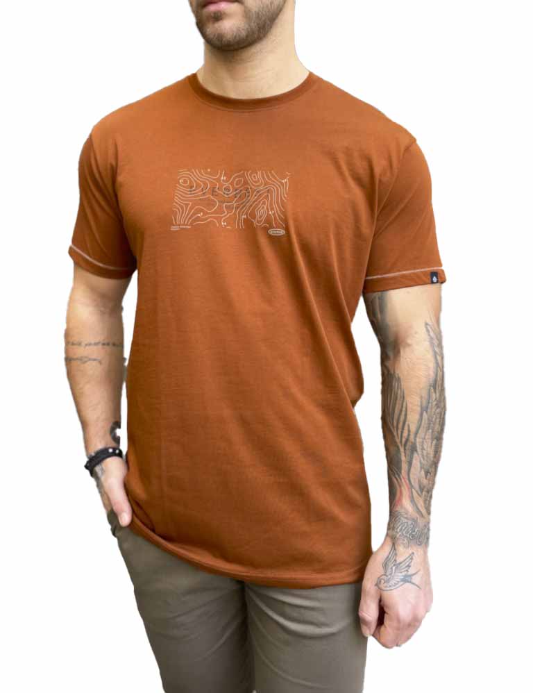 Everbest ανδρικό κάμελ Tshirt με τύπωμα 242806K φωτογραφία